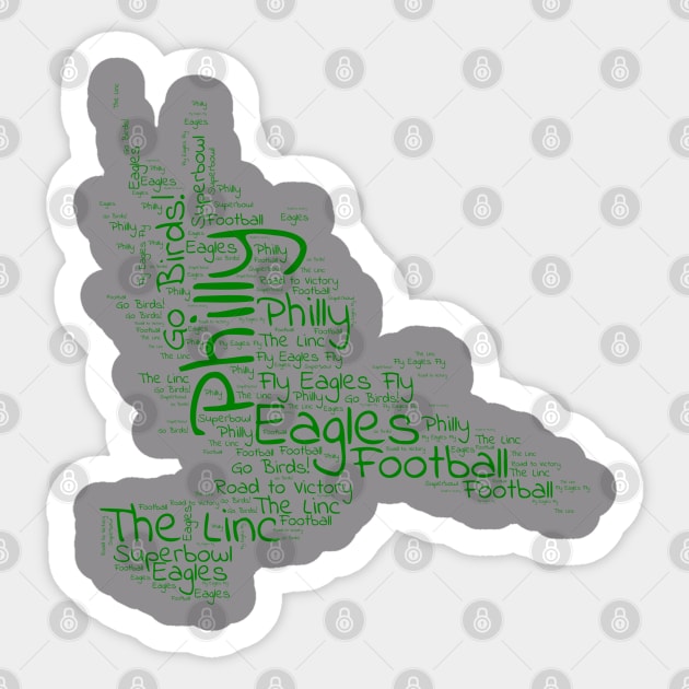 Philly birds green word art football Sticker by PixieMomma Co